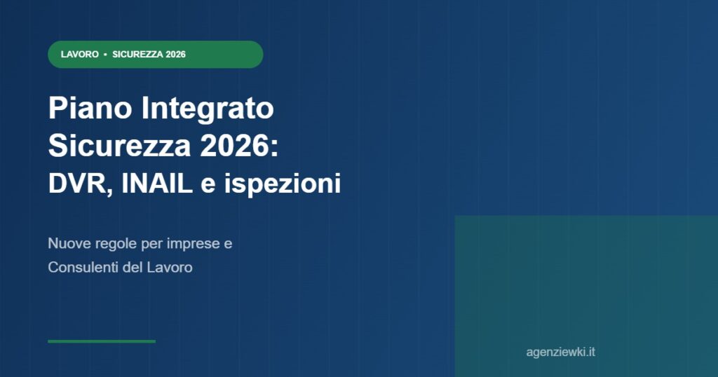 Piano Integrato Sicurezza Lavoro 2026 - DVR, INAIL, ispezioni