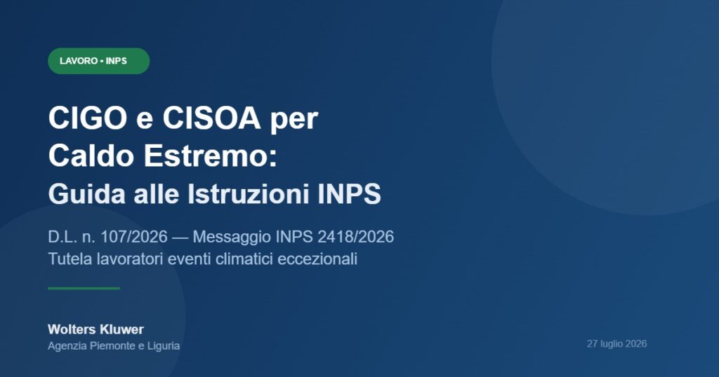 CIGO e CISOA per caldo estremo 2026 istruzioni INPS